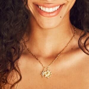 Gold Sun and Star Pendant Necklace
